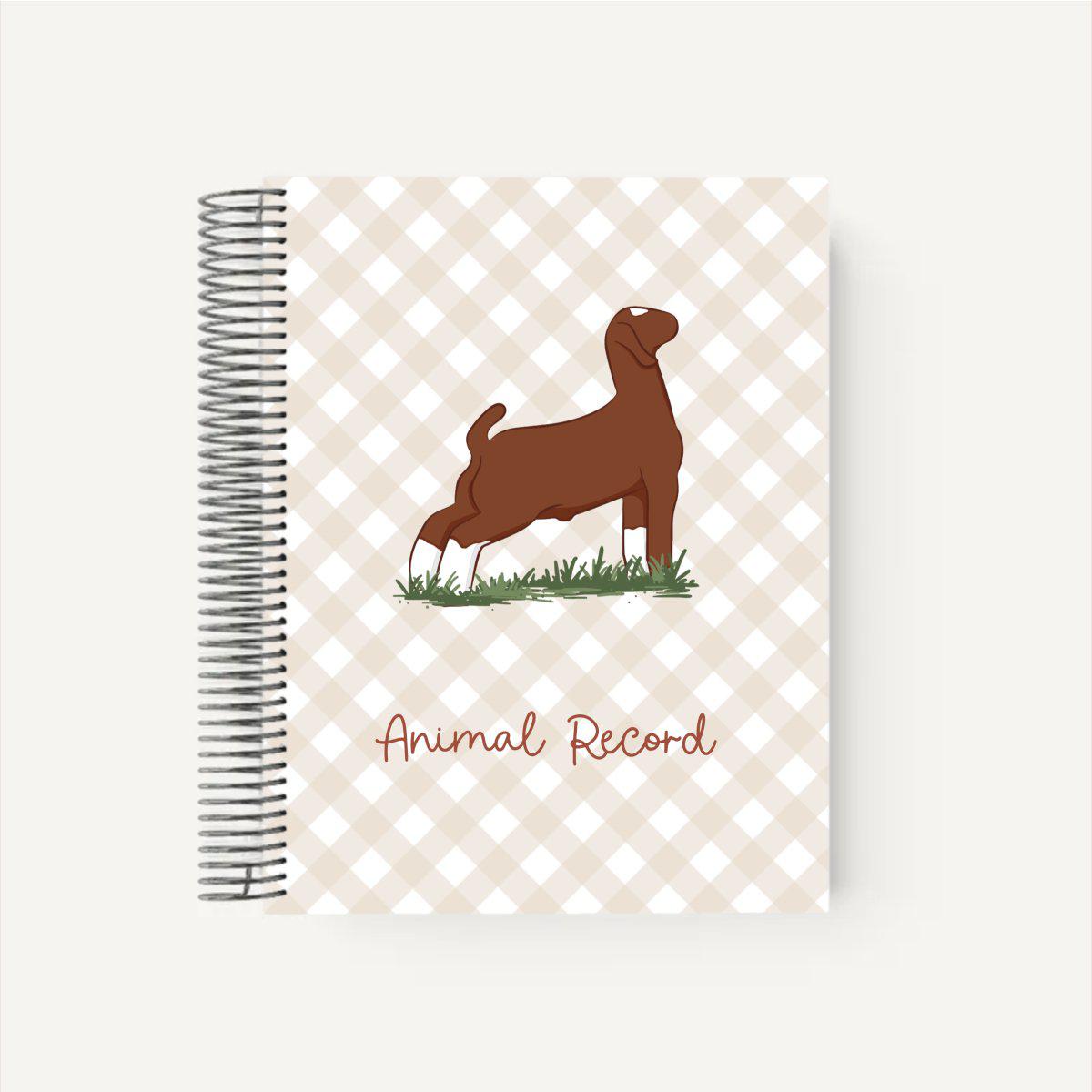 Personalized-Livestock-Animal Record Planner - Gingham Cover
