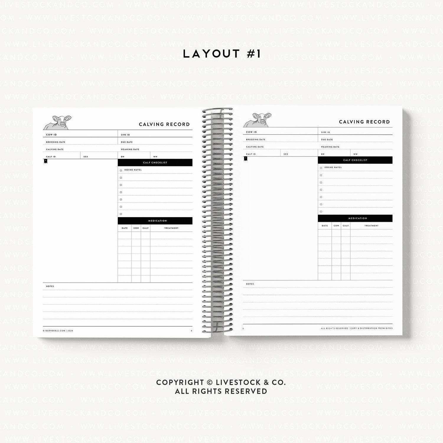 Personalized-Livestock-Calving Record Planner - Solid Color Cover