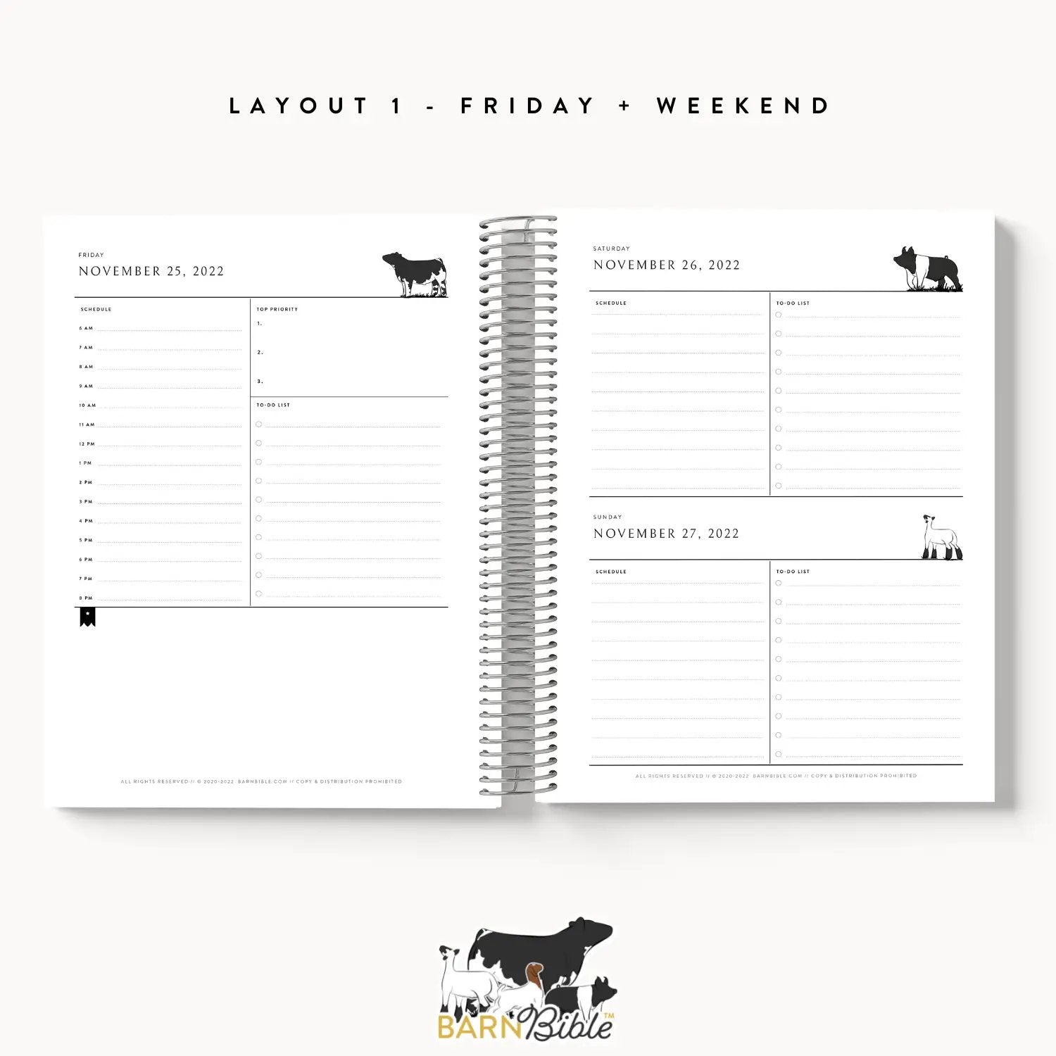 Personalized-Livestock-Daily Planner - Gingham Cover