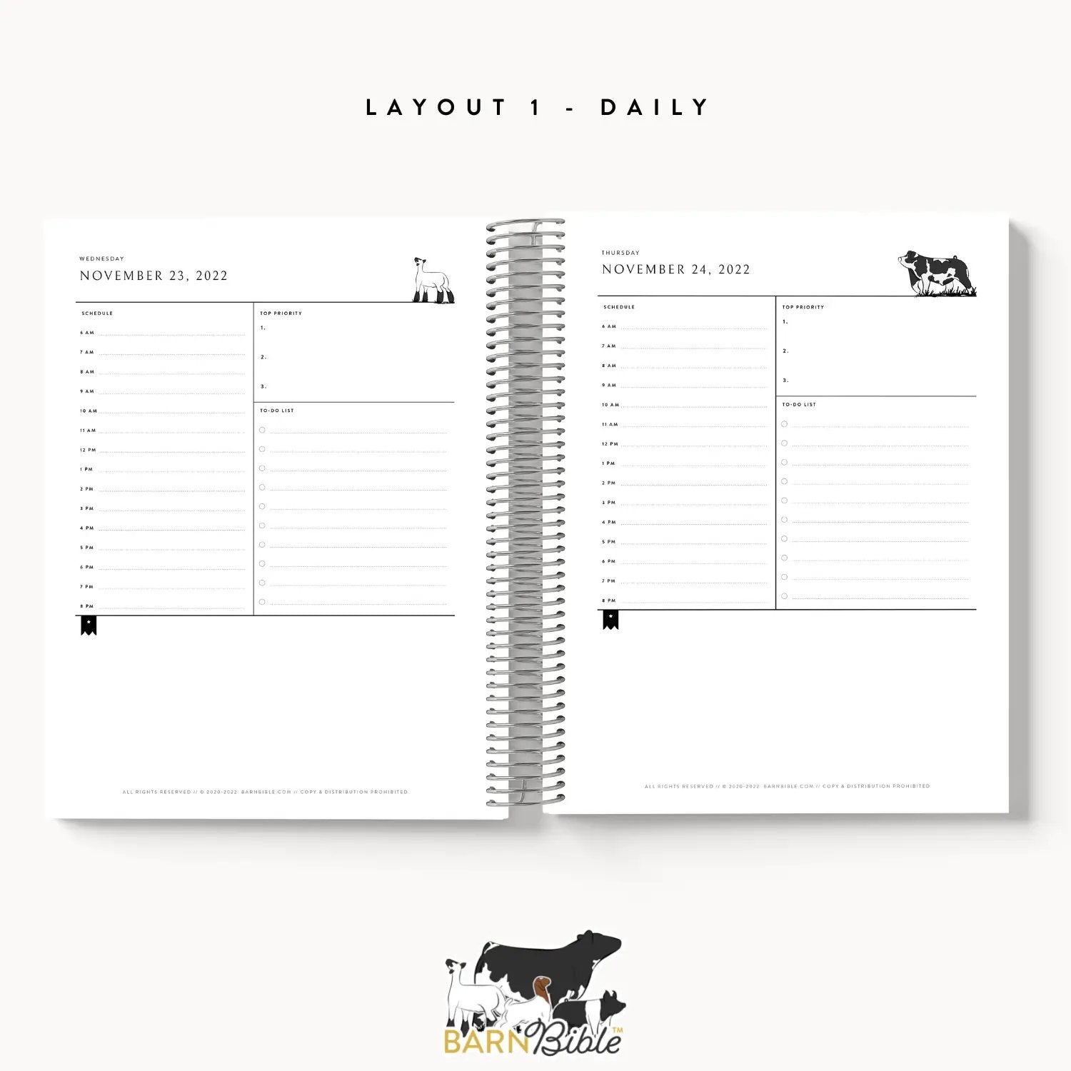 Personalized-Livestock-Daily Planner - Solid Cover