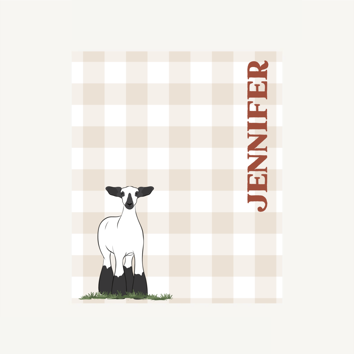 Personalized-Livestock-Fleece Blanket - Gingham Pattern