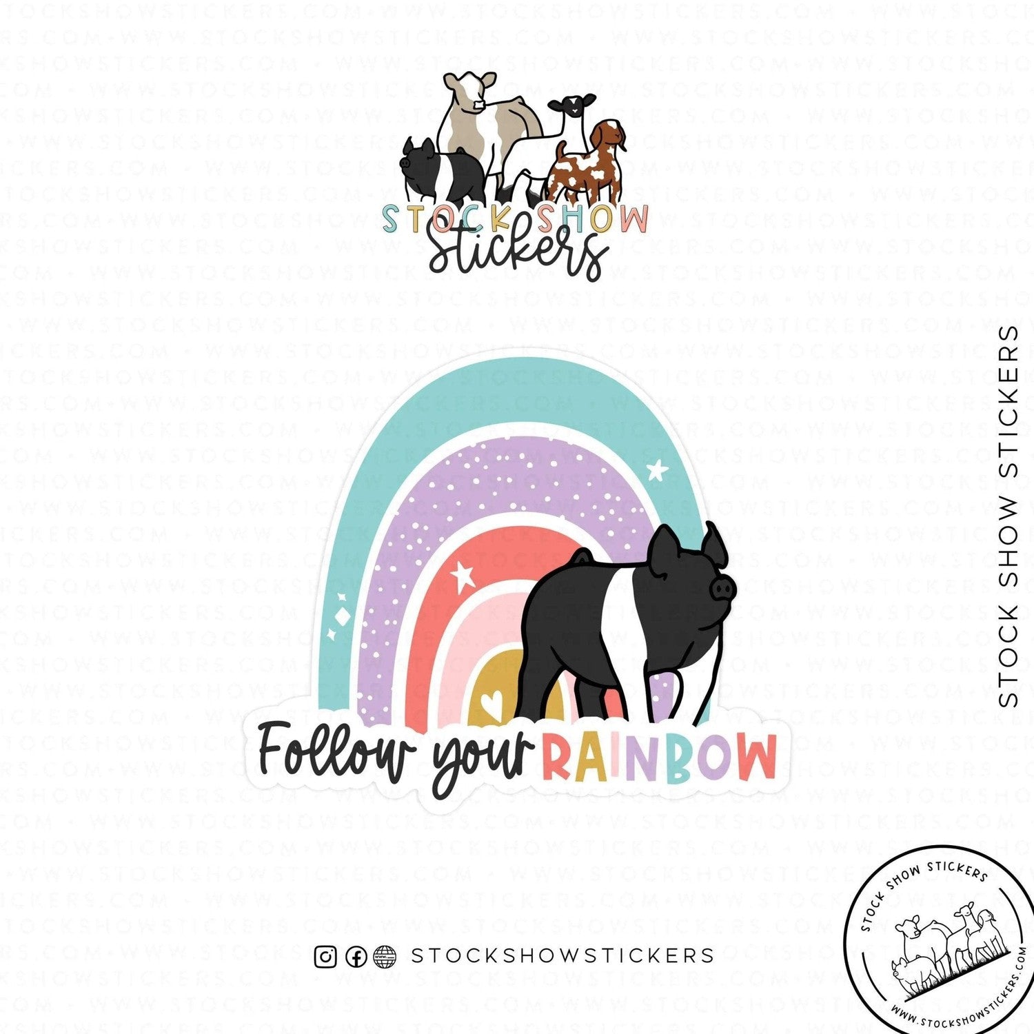 Personalized-Livestock-Follow Your Rainbow Livestock Stickers