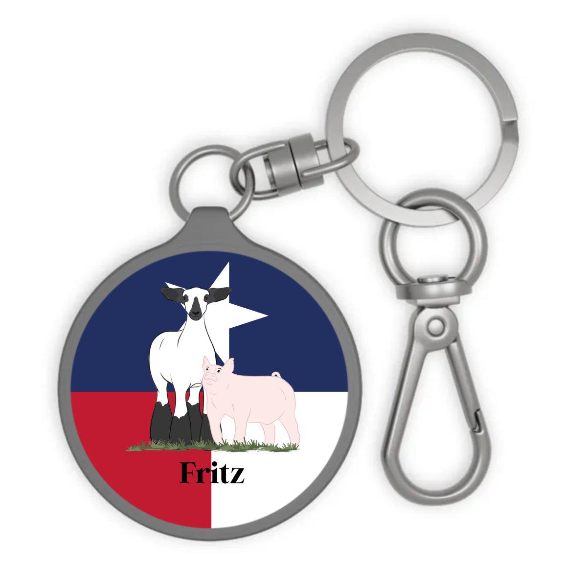 Personalized-Livestock-Key Chain Tag - Patriotic Design