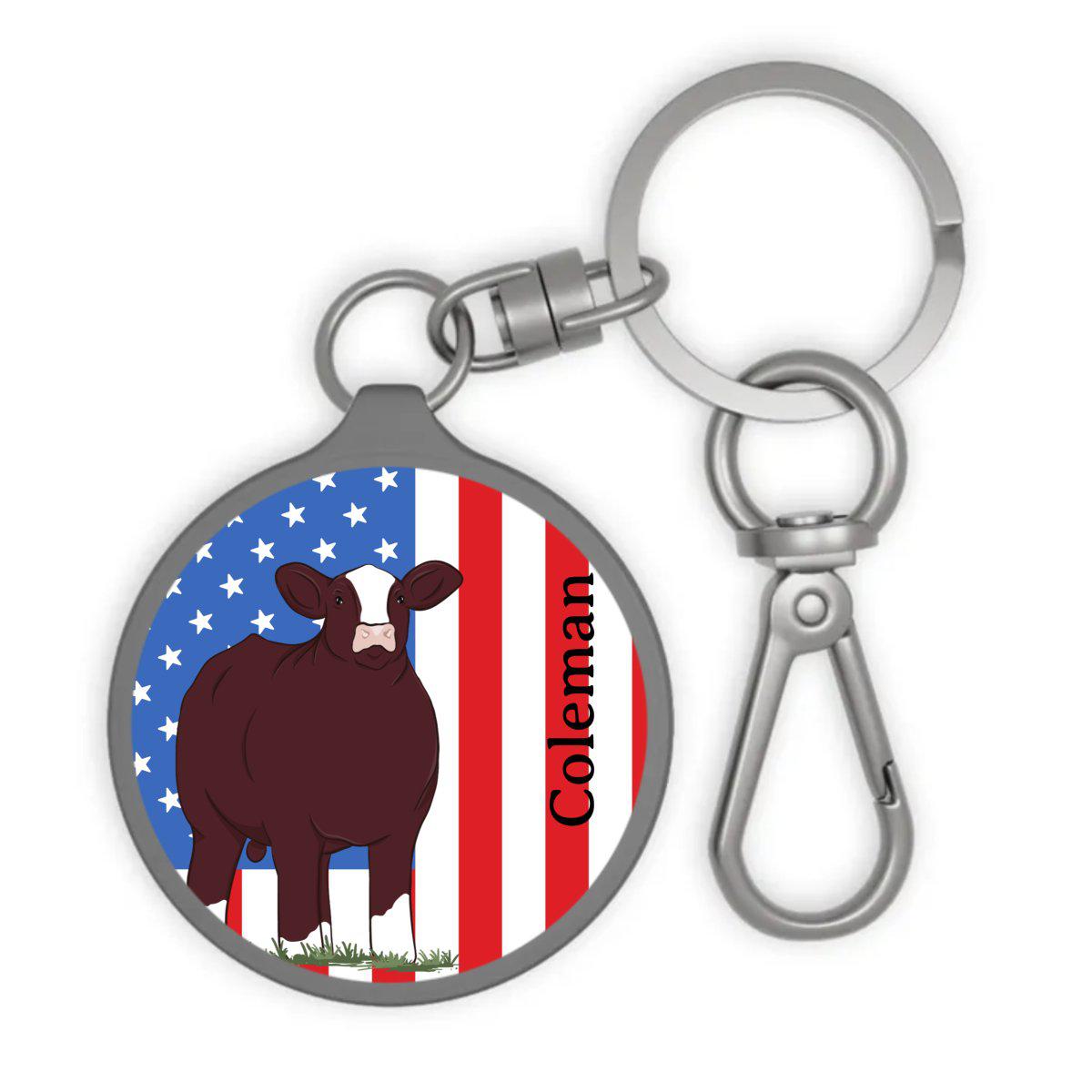 Personalized-Livestock-Key Chain Tag - Patriotic Design