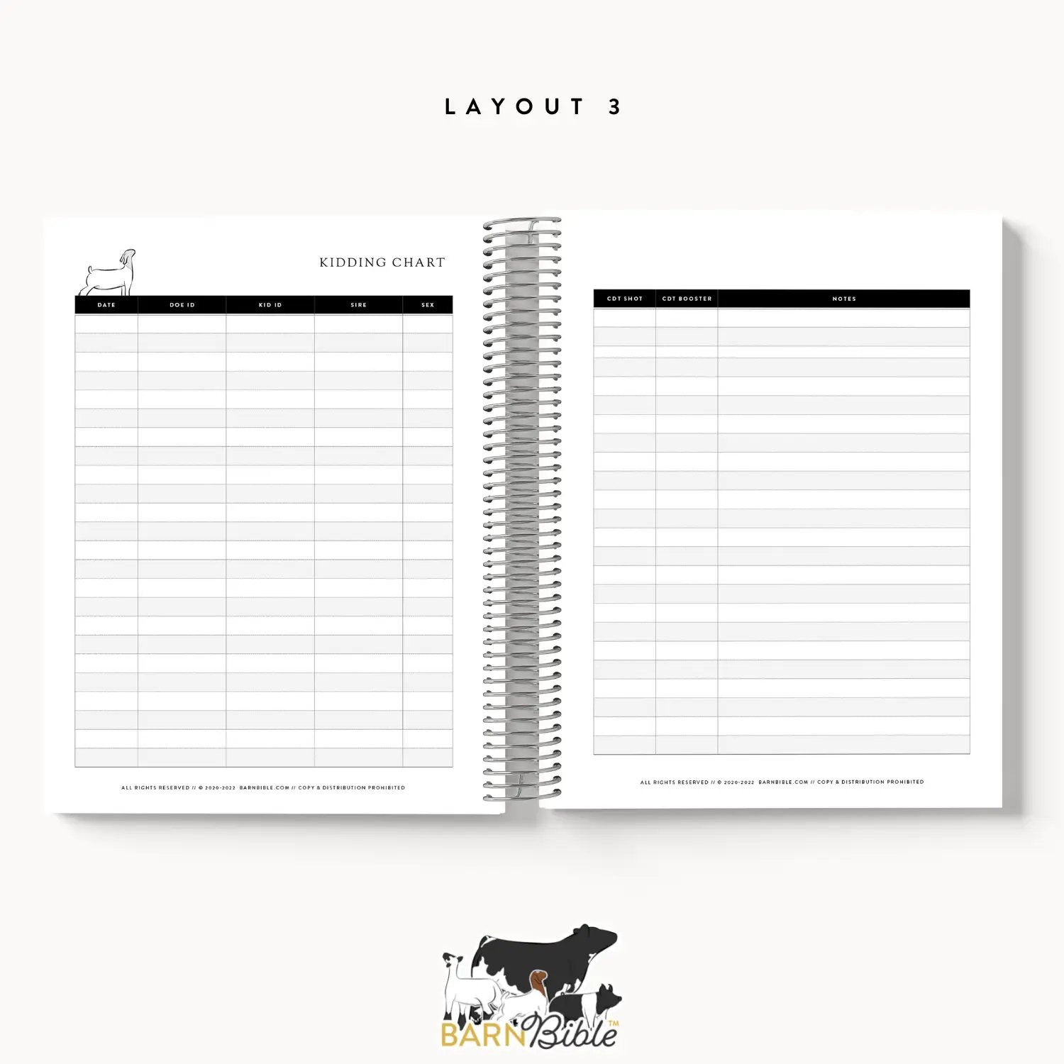 Personalized-Livestock-Kidding Record Planner - Gingham Cover