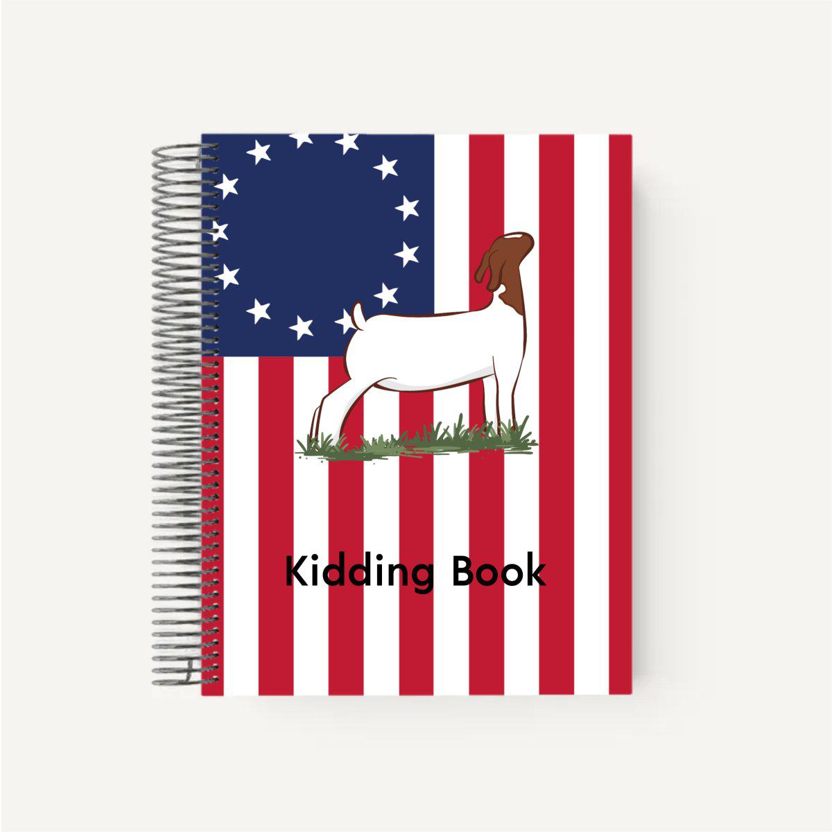 Personalized-Livestock-Kidding Record Planner - Patriotic Cover