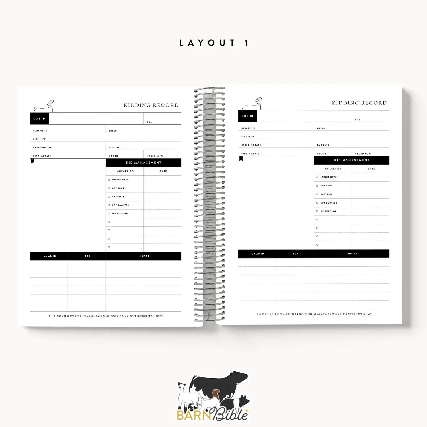Personalized-Livestock-Kidding Record Planner - Solid Cover