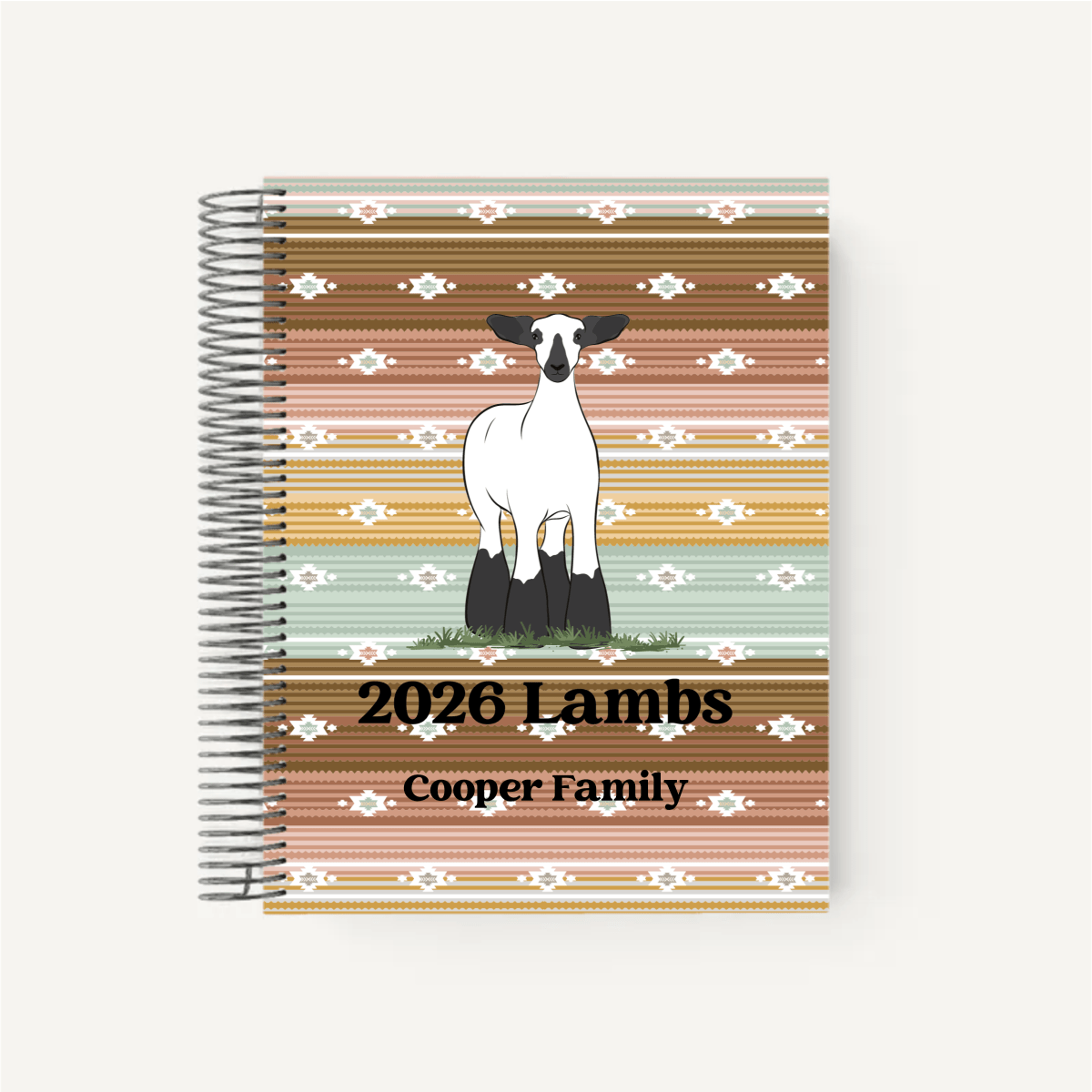 Personalized-Livestock-Lambing Record Planner - Serape Cover