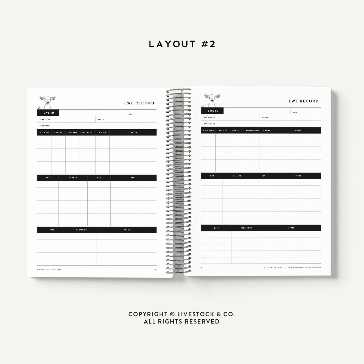 Personalized-Livestock-Lambing Record Planner - Solid Cover
