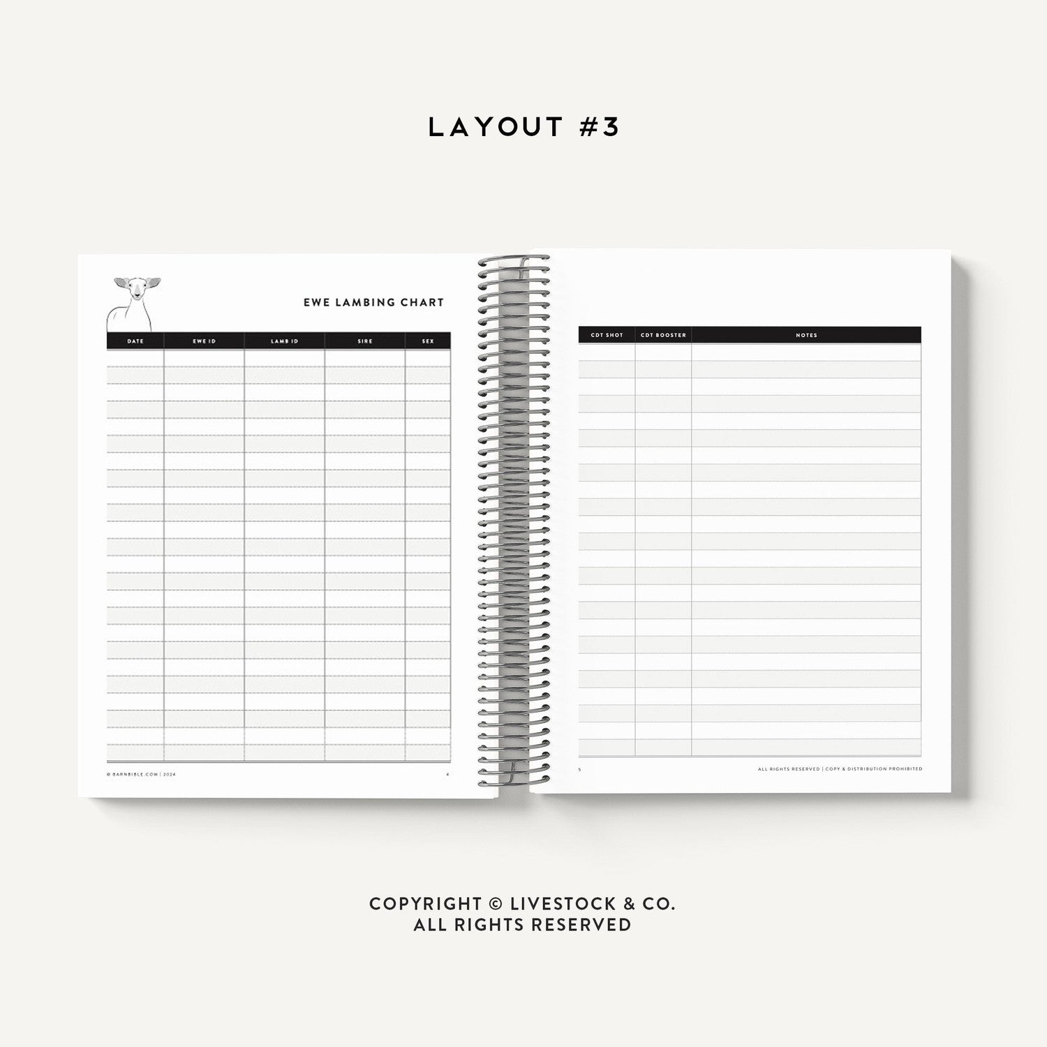 Personalized-Livestock-Lambing Record Planner - Solid Cover