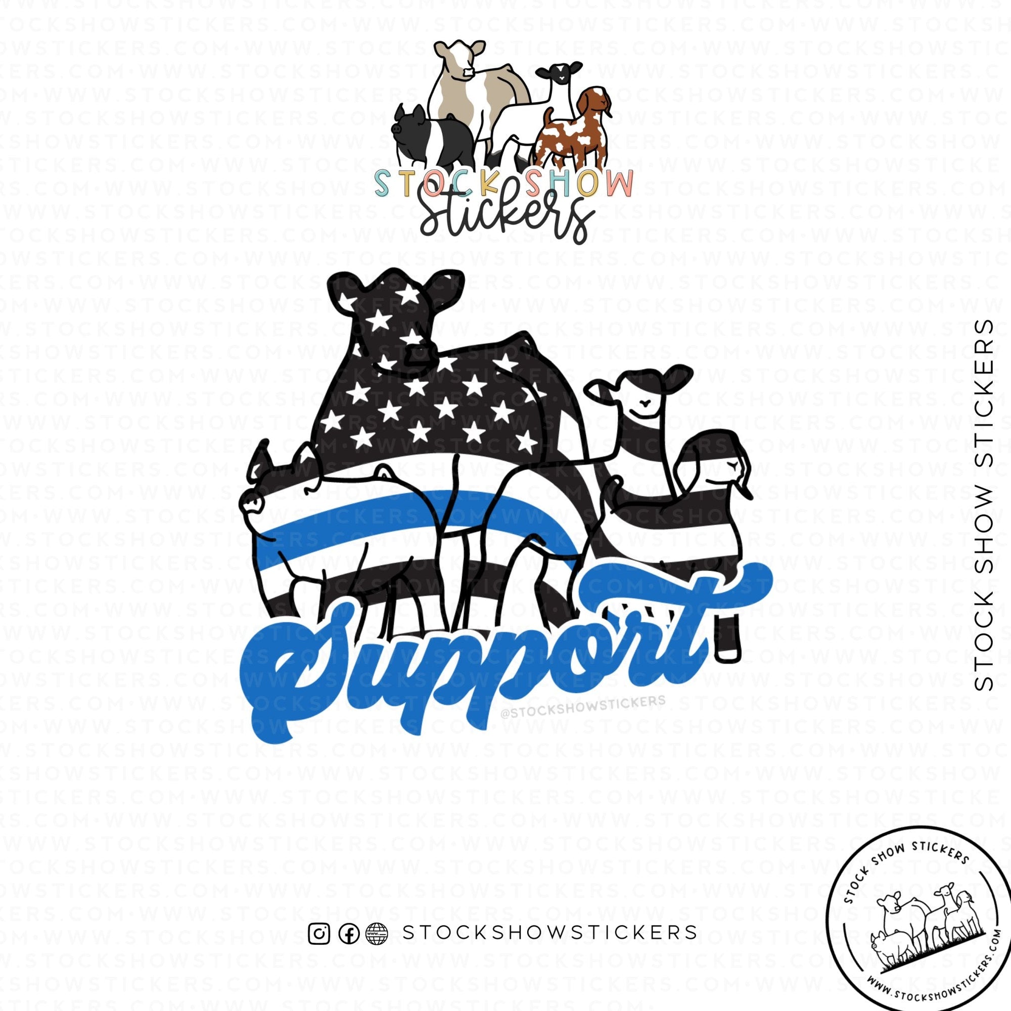 Personalized-Livestock-Thin Blue Line Support Livestock Stickers