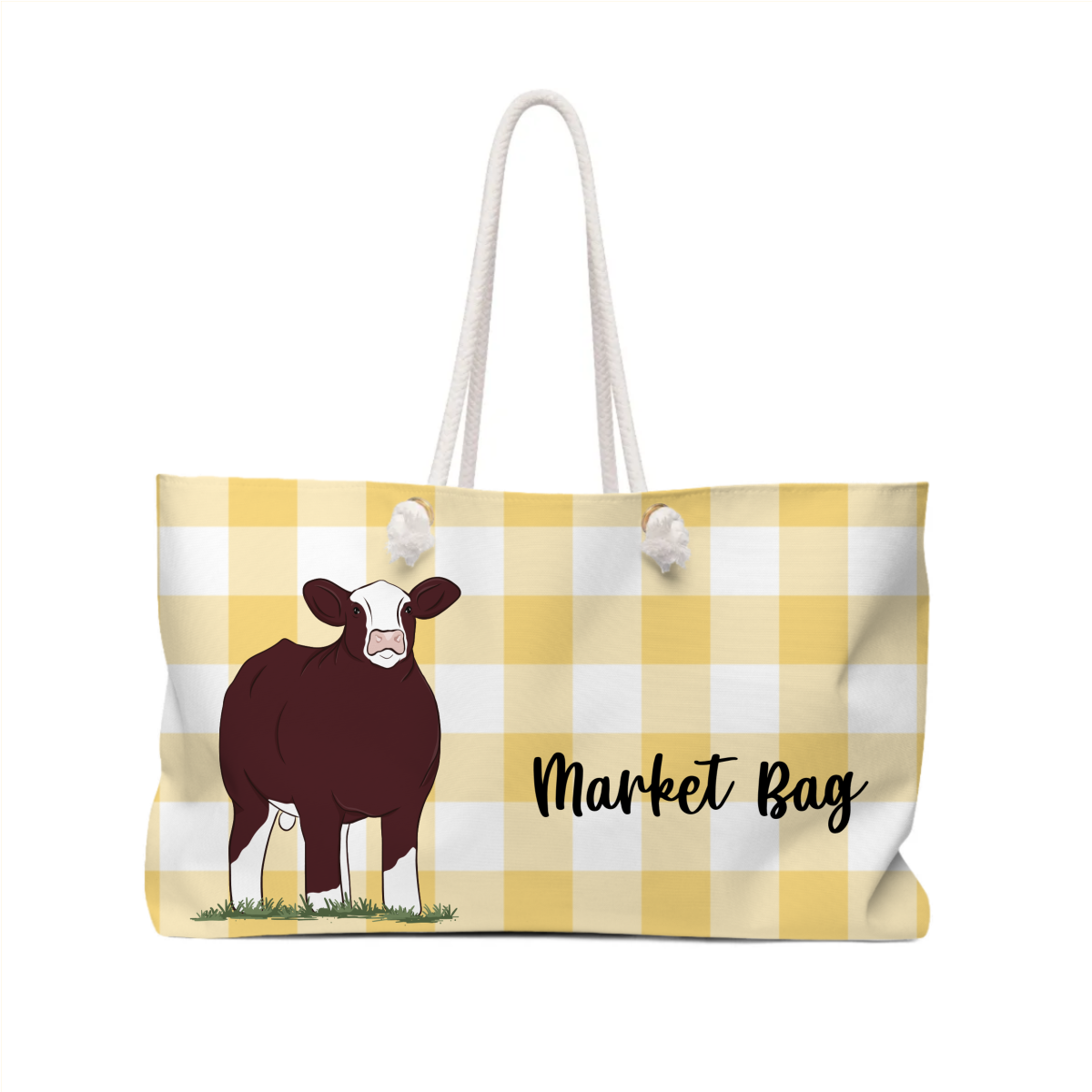 Personalized-Livestock-Tote Bag - Gingham Pattern