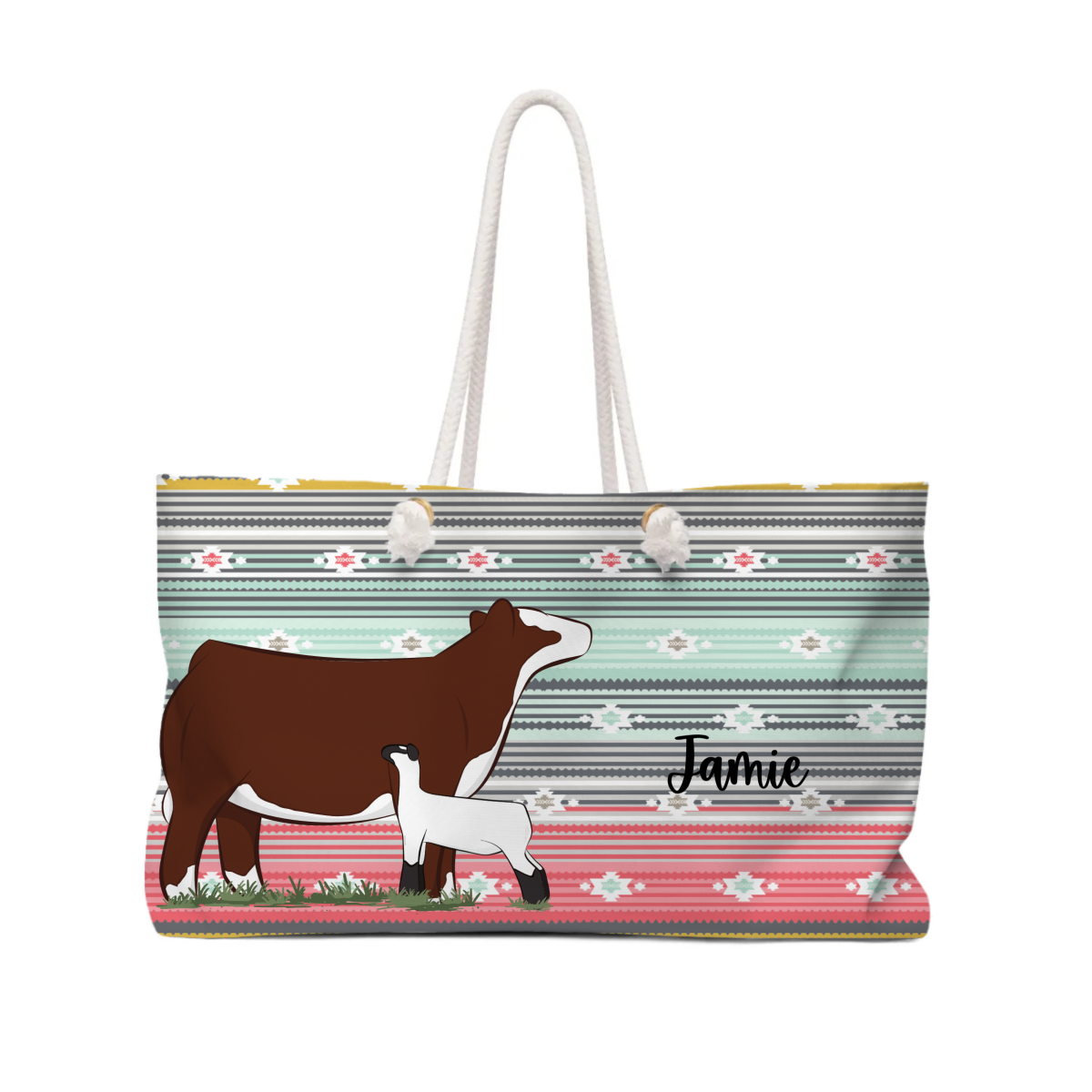 Personalized-Livestock-Tote Bag - Serape Pattern
